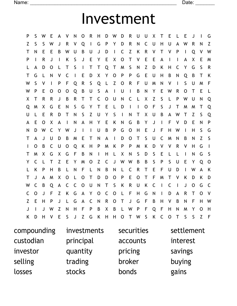 Investment Word Search