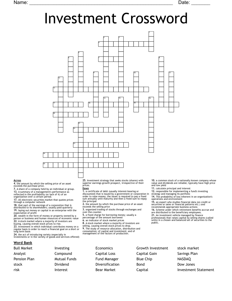 Investment Crossword