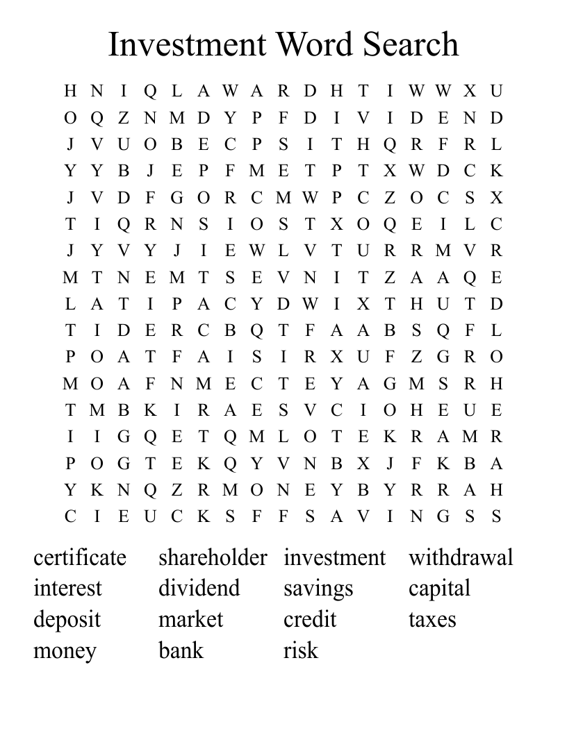 Investment Word Search