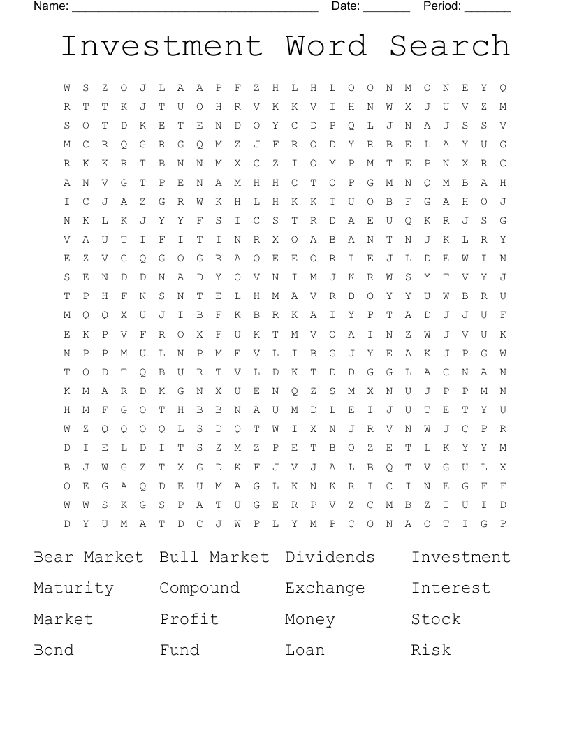 Investment Word Search