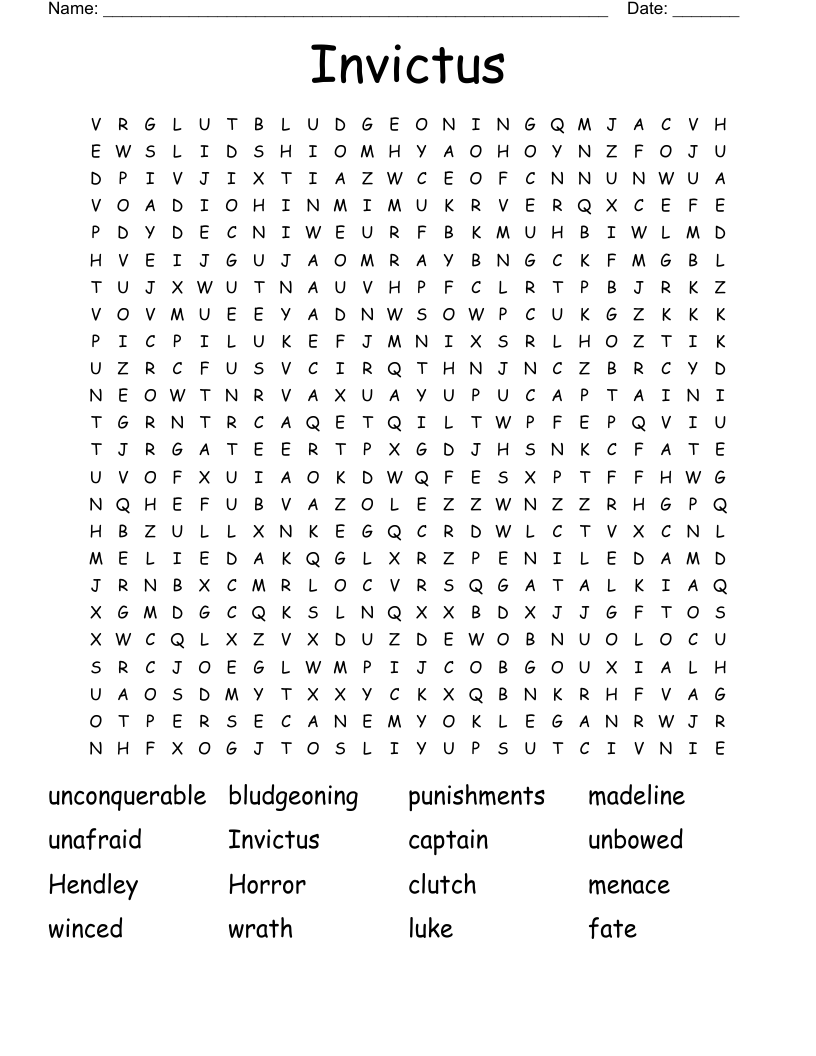 Invictus Word Search