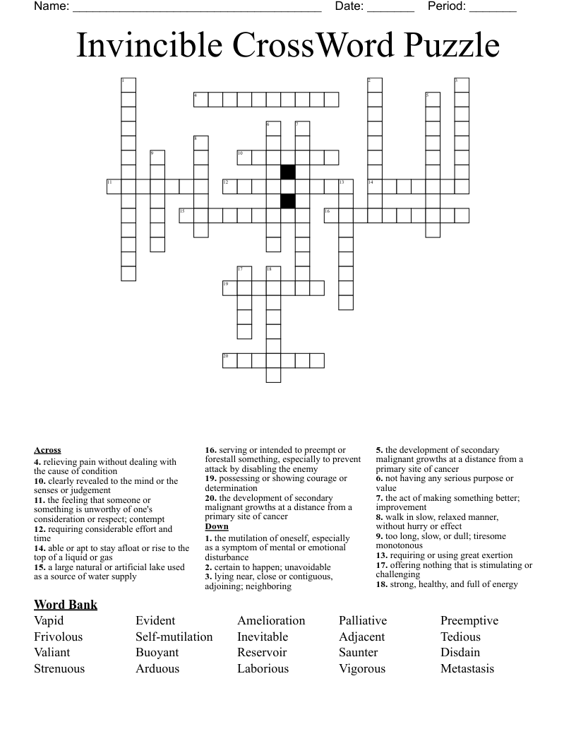 Invincible CrossWord Puzzle