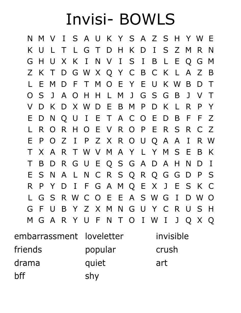 Invisi- BOWLS Word Search