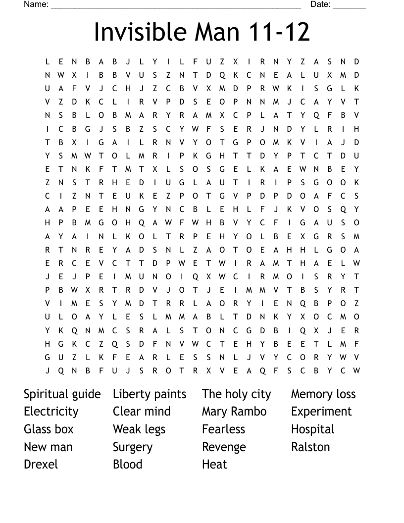 Invisible Man 11-12 Word Search