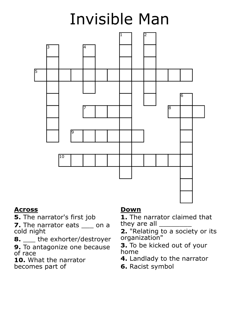 Invisible Man Crossword