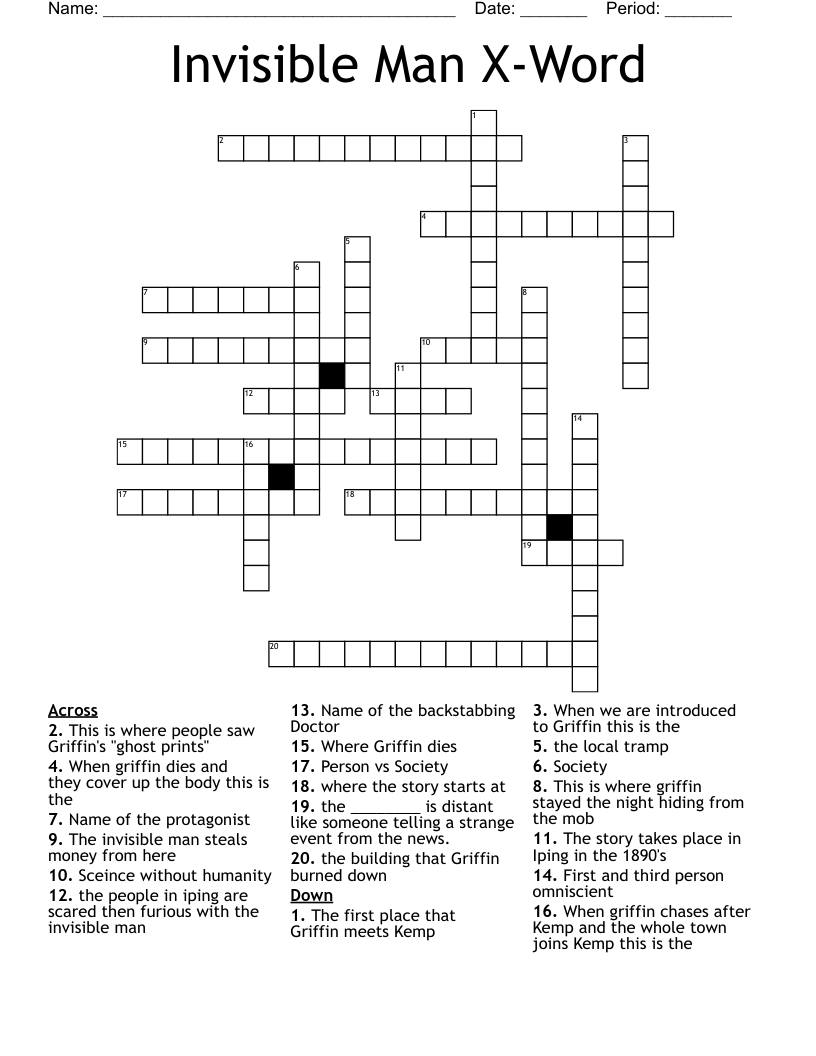 Invisible Man X-Word Crossword