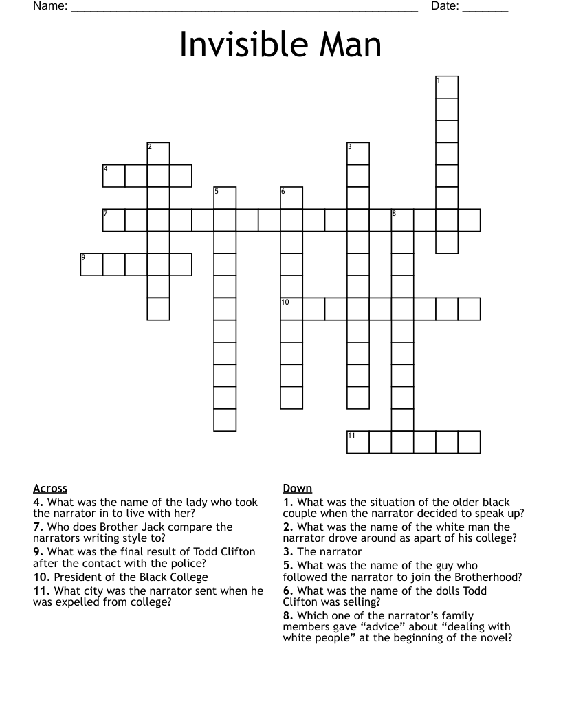 Invisible Man  Crossword