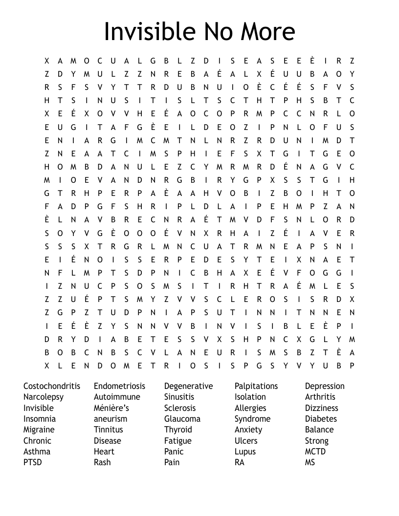 Invisible No More Word Search