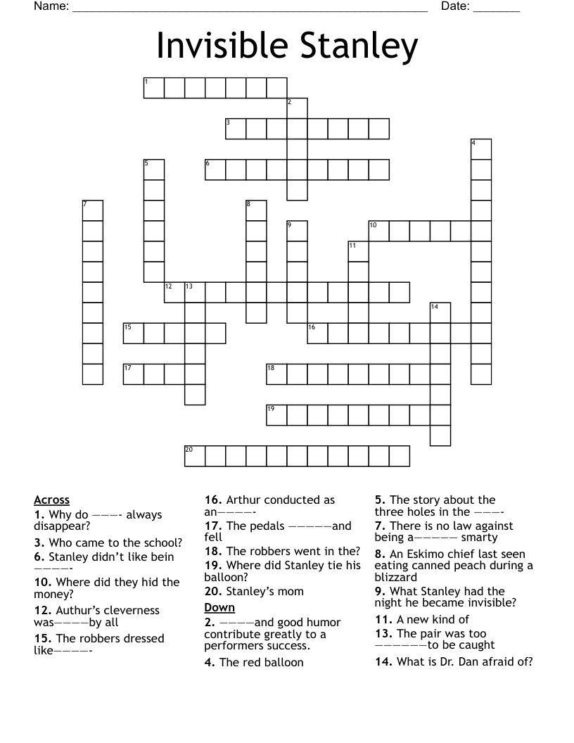 Invisible Stanley Crossword