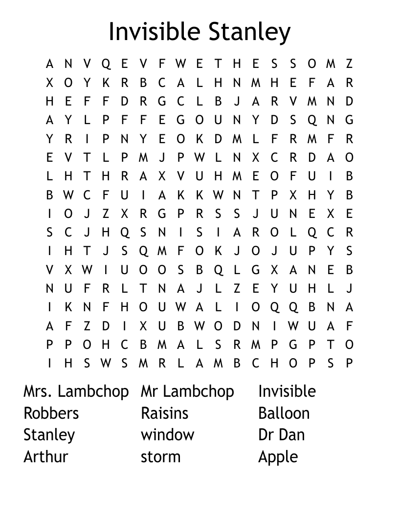 Invisible Stanley Word Search