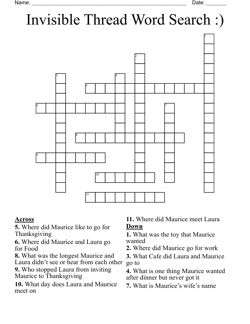 Invisible Thread Word Search :) Crossword