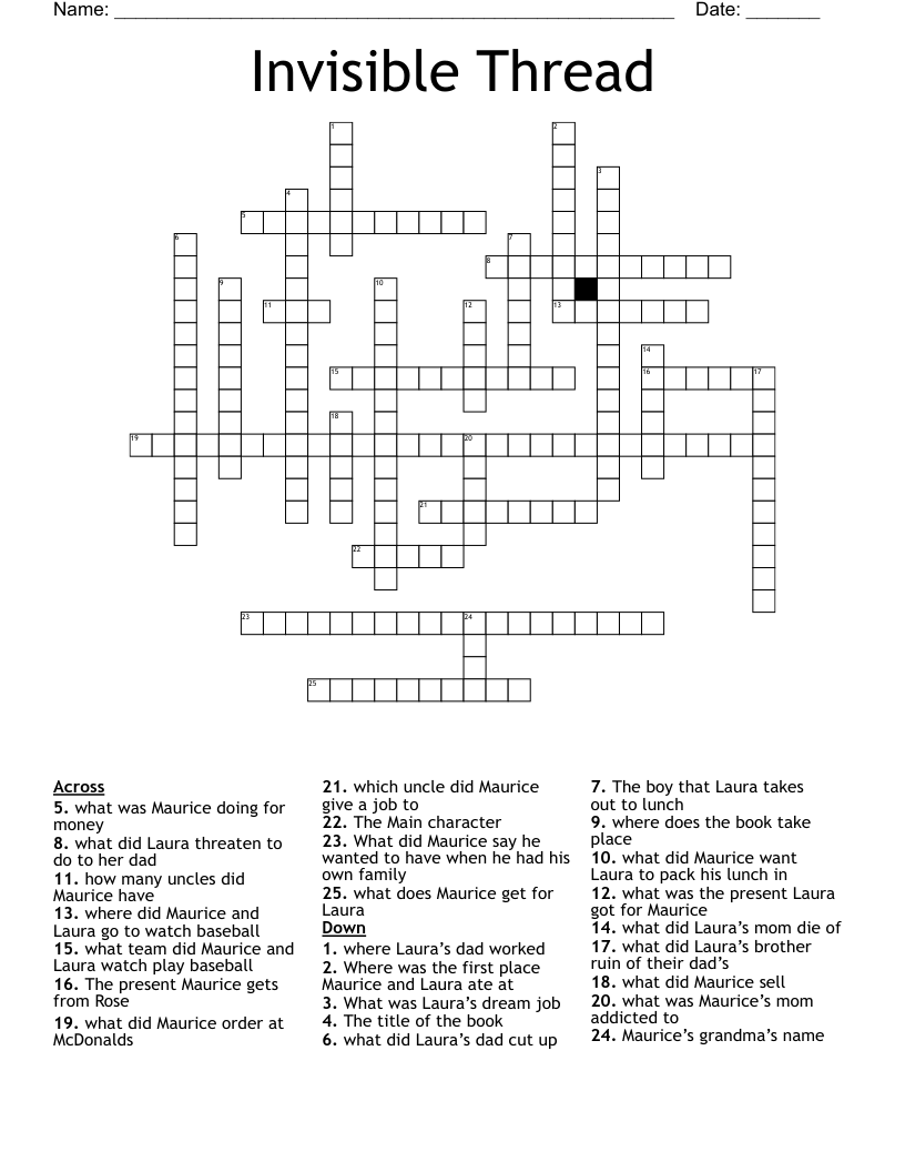 Invisible Thread  Crossword