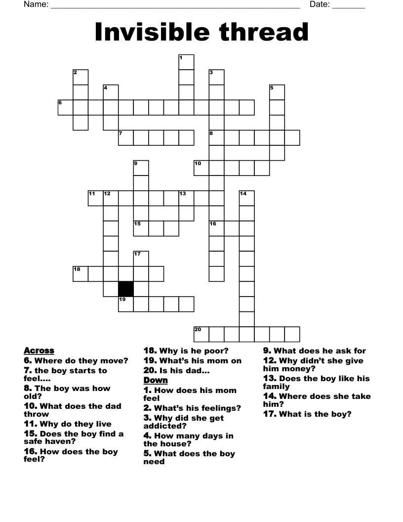 Invisible thread Crossword