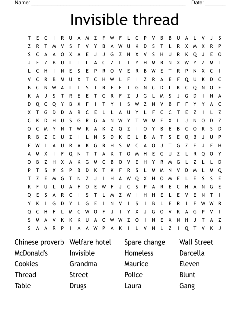 Invisible thread  Word Search