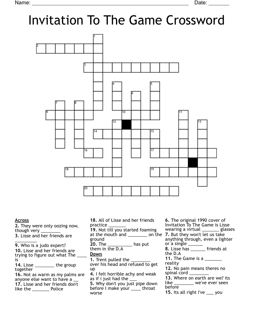Invitation To The Game Crossword 