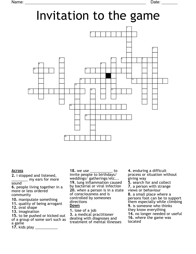 Invitation to the game Crossword
