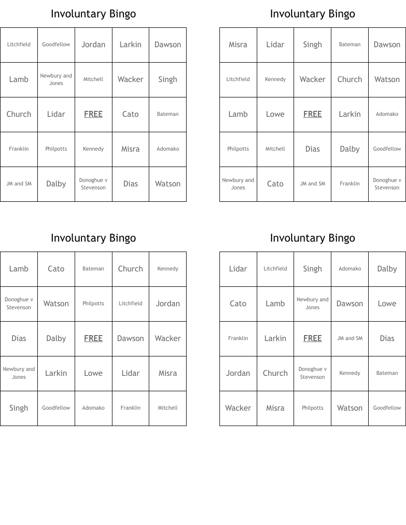 Involuntary Bingo
