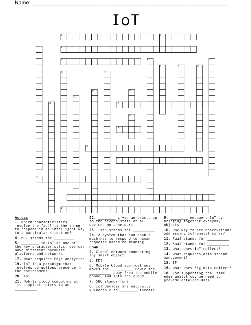 IoT Crossword