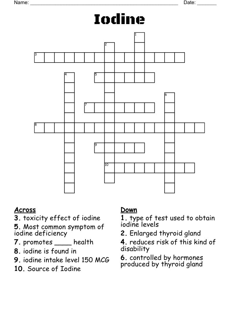 Iodine Crossword