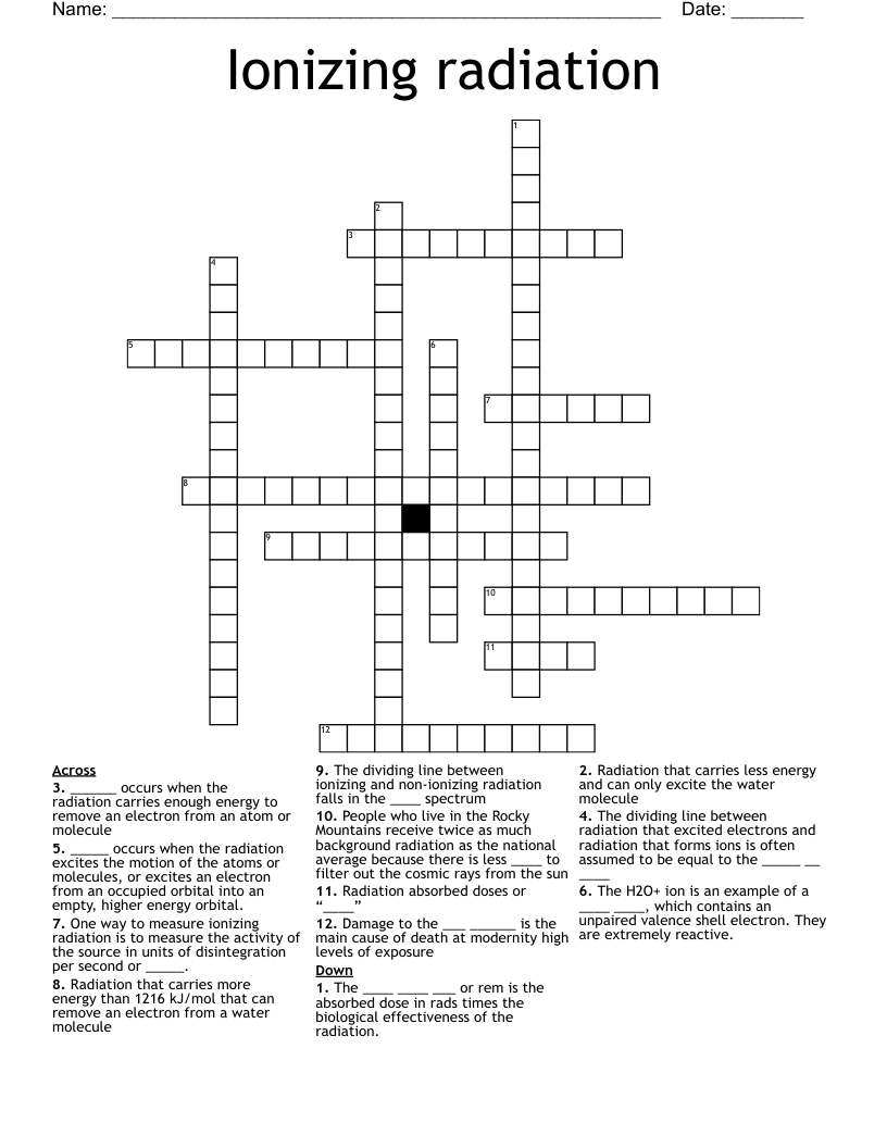 Ionizing radiation Crossword