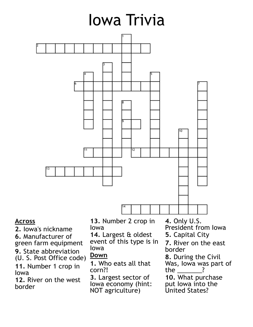Iowa Trivia Crossword