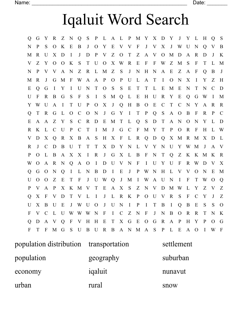 Iqaluit Word Search 