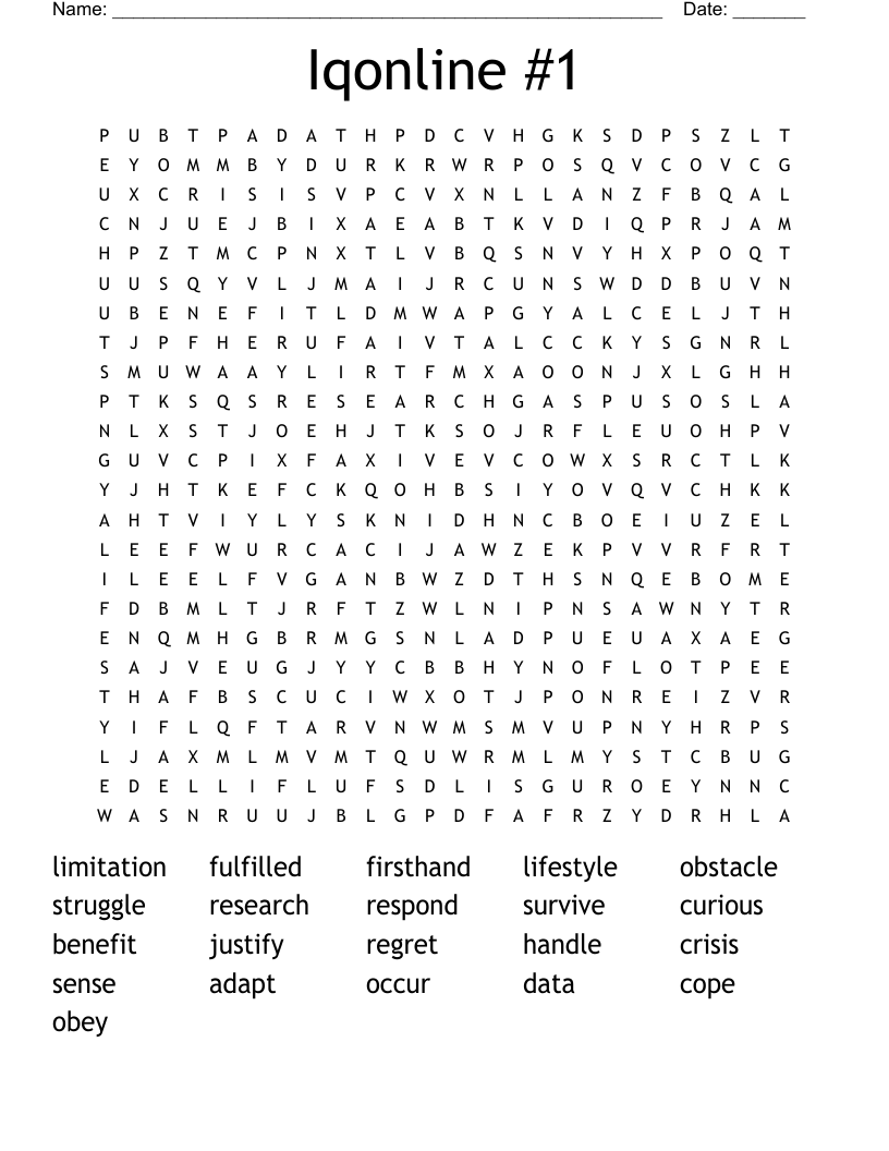 Iqonline #1 Word Search