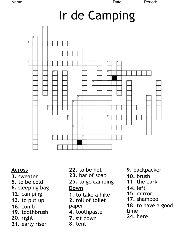 Ir de Camping  Crossword