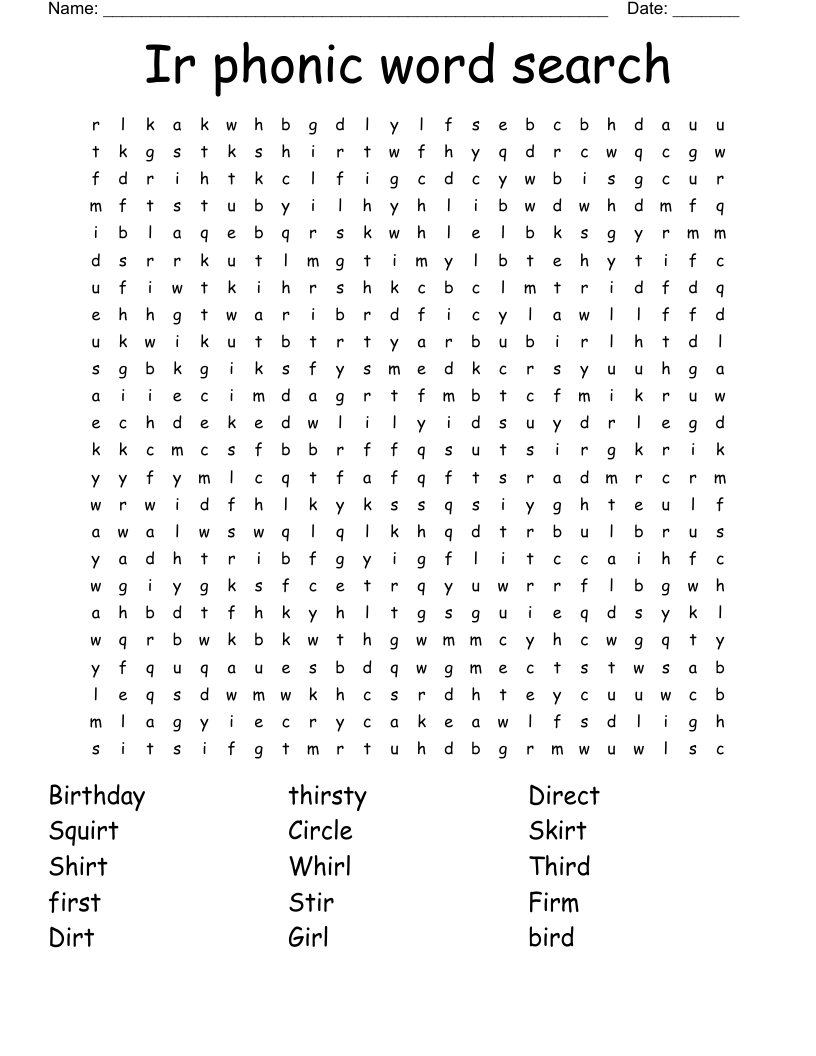 Ir phonic word search