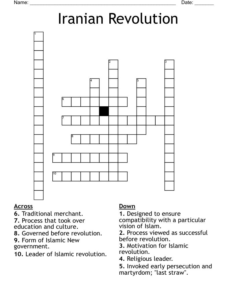 Iranian Revolution Crossword