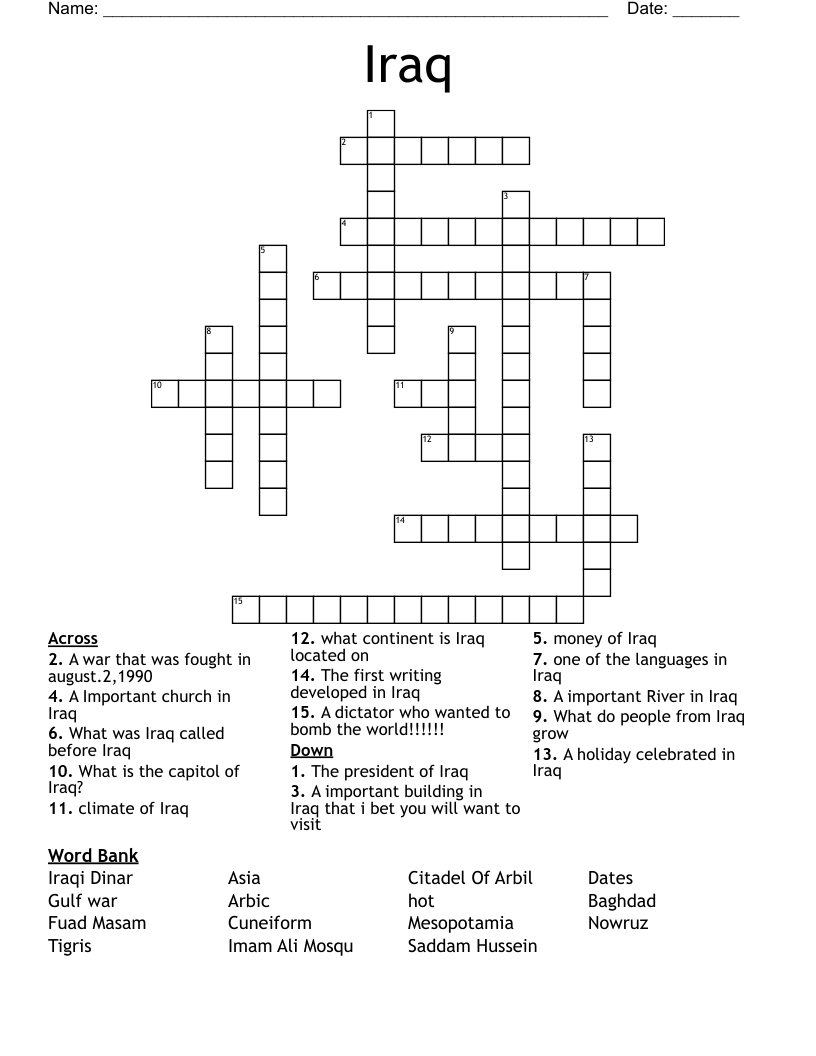 Iraq Crossword