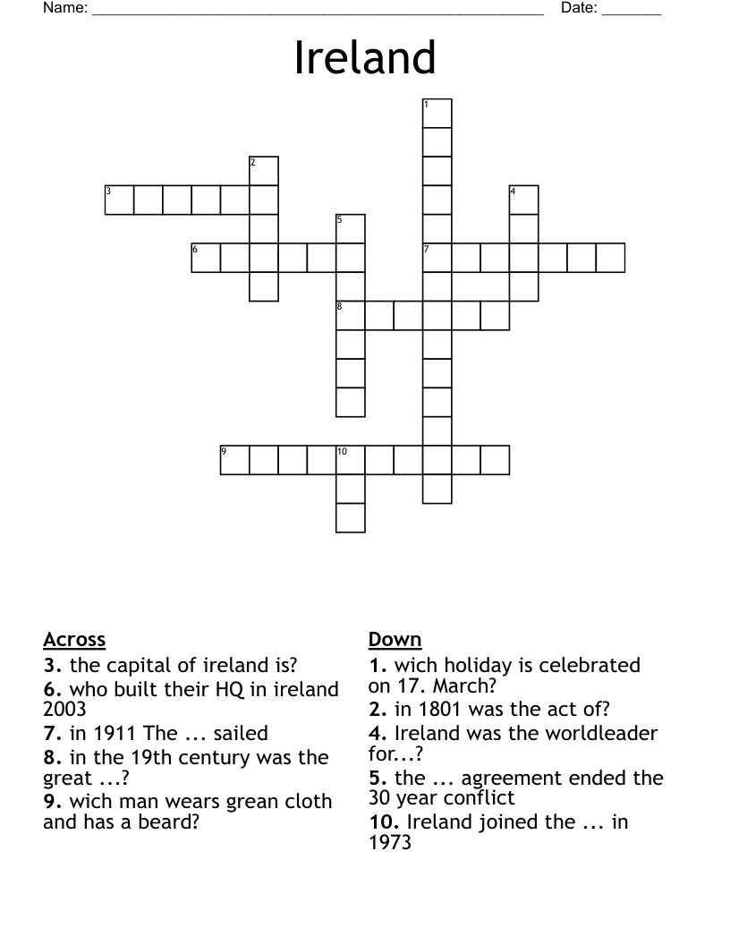 Ireland Crossword