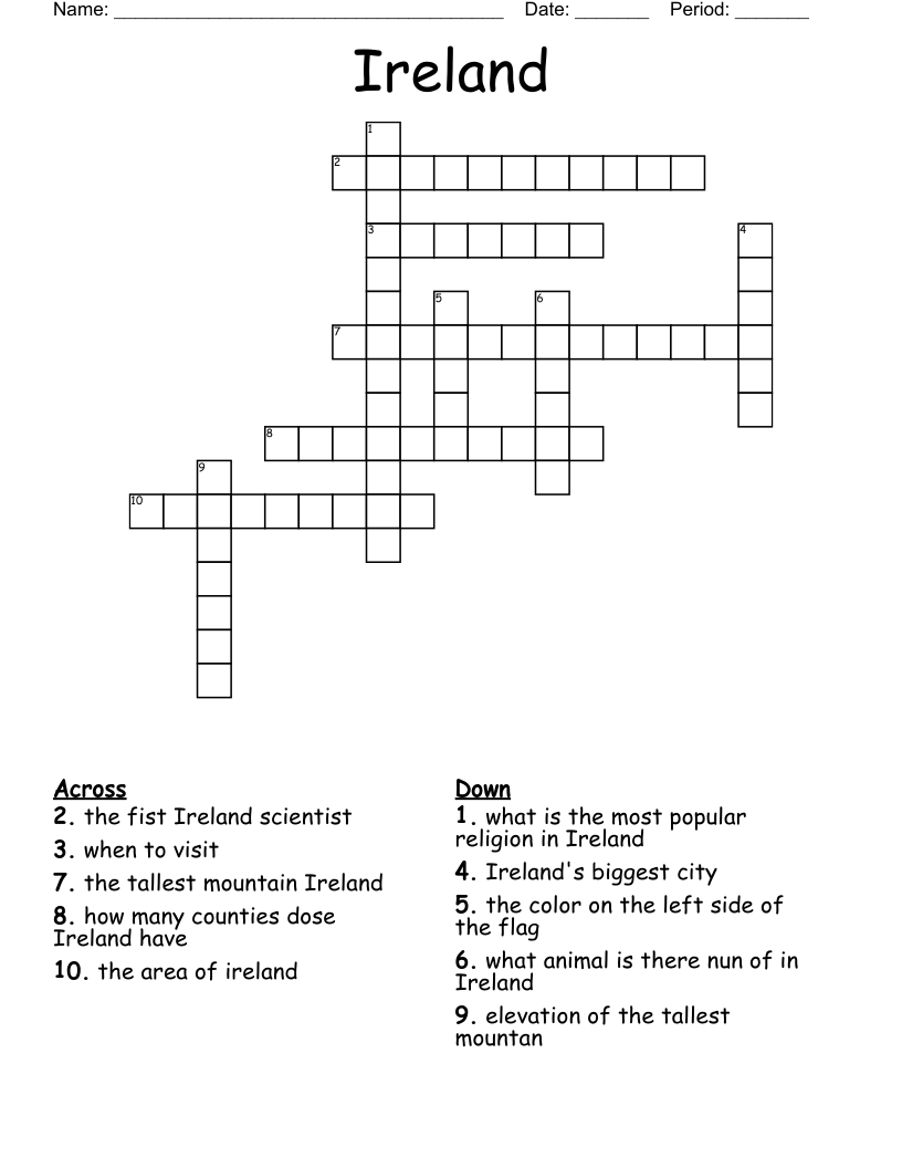 Ireland Crossword