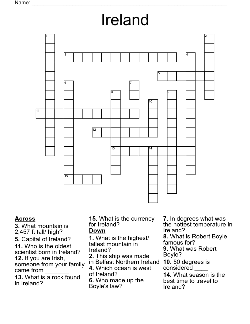 Ireland Crossword