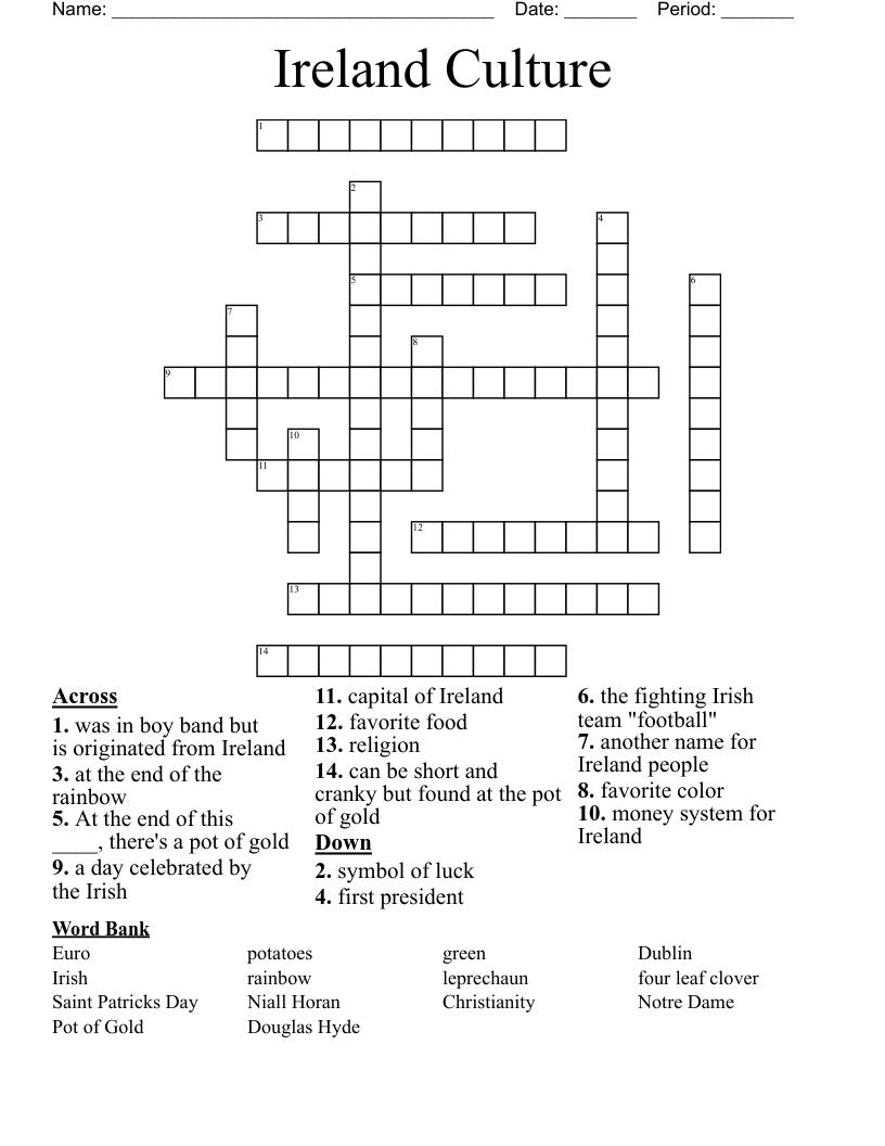 Ireland Culture Crossword