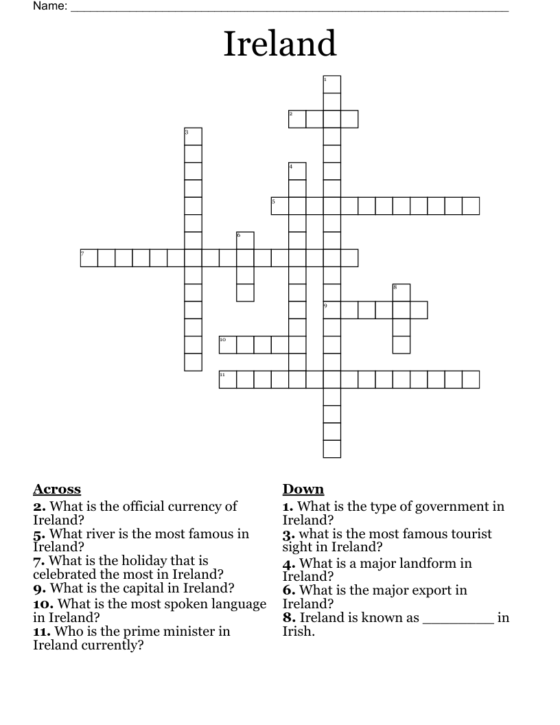 Ireland  Crossword
