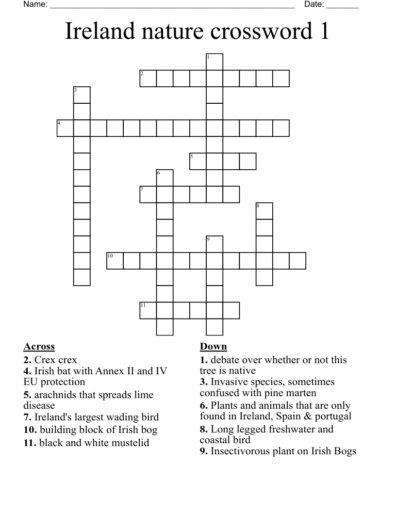 Ireland nature crossword 1