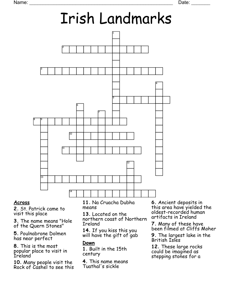 Irish Landmarks Crossword