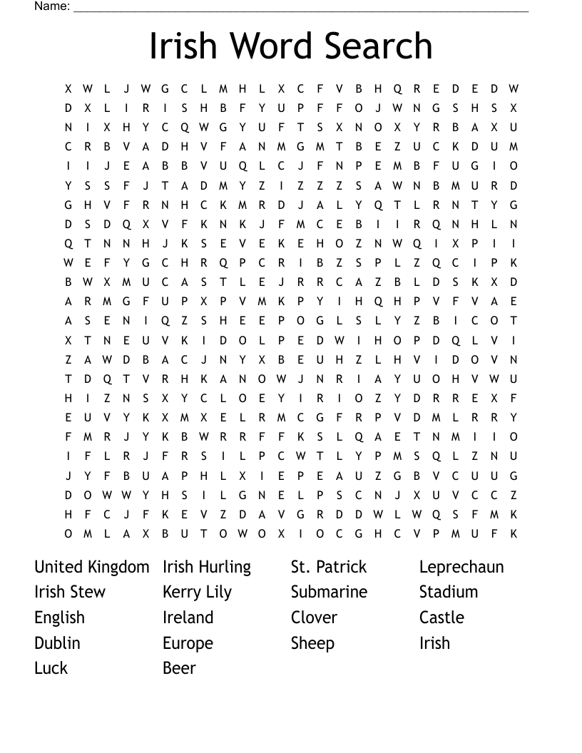 Irish Word Search