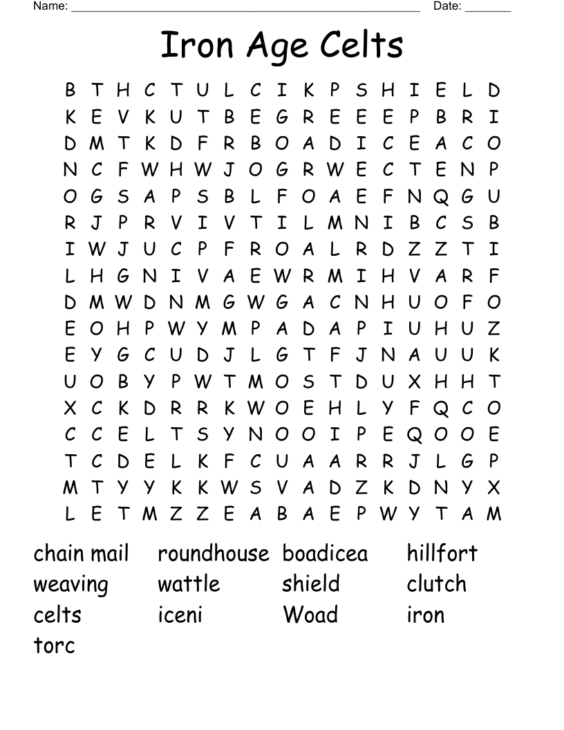 Iron Age Celts Word Search