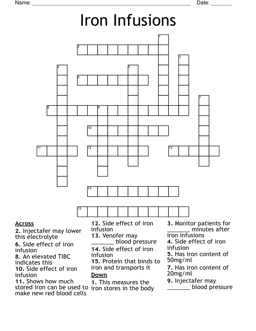 Iron Infusions Crossword