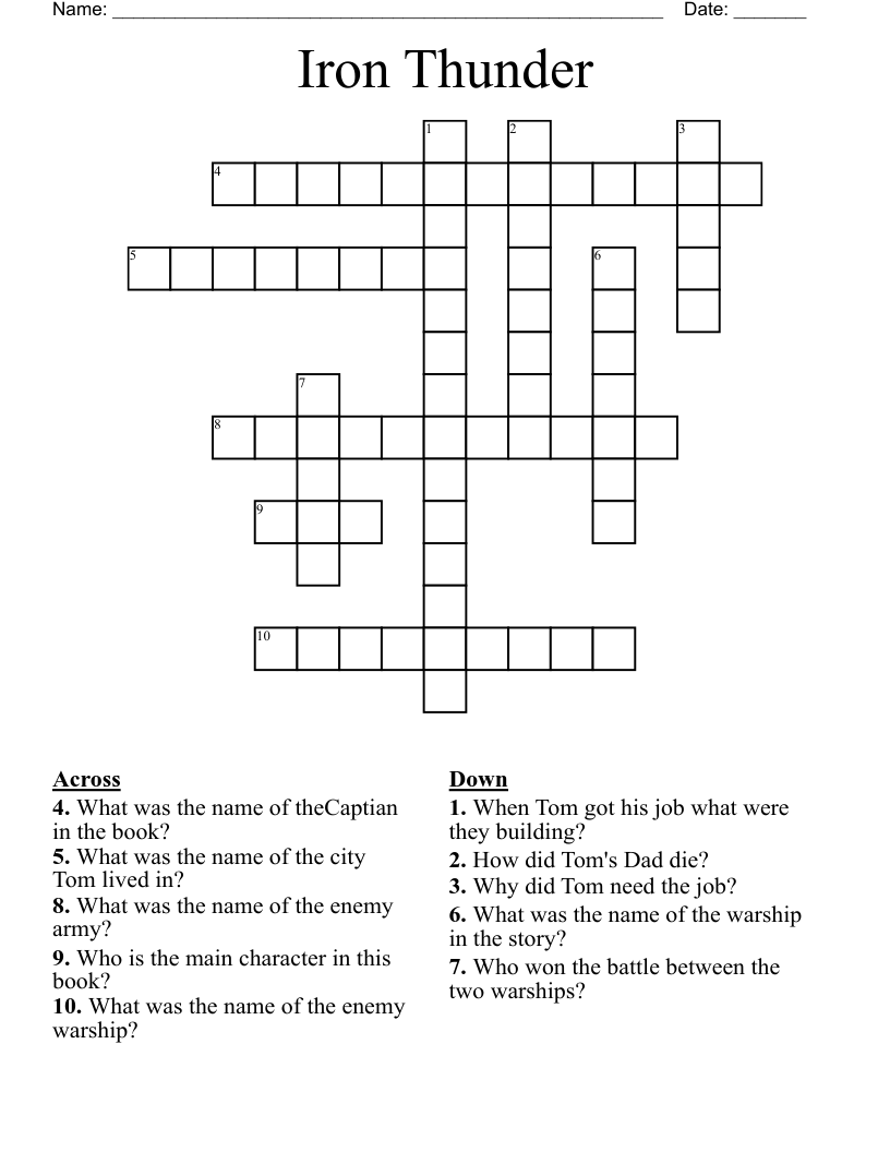 Iron Thunder Crossword