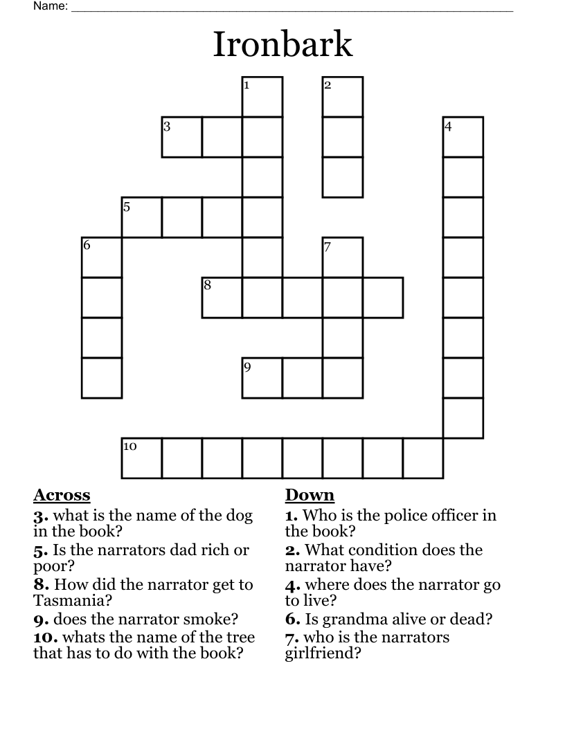 Ironbark Crossword