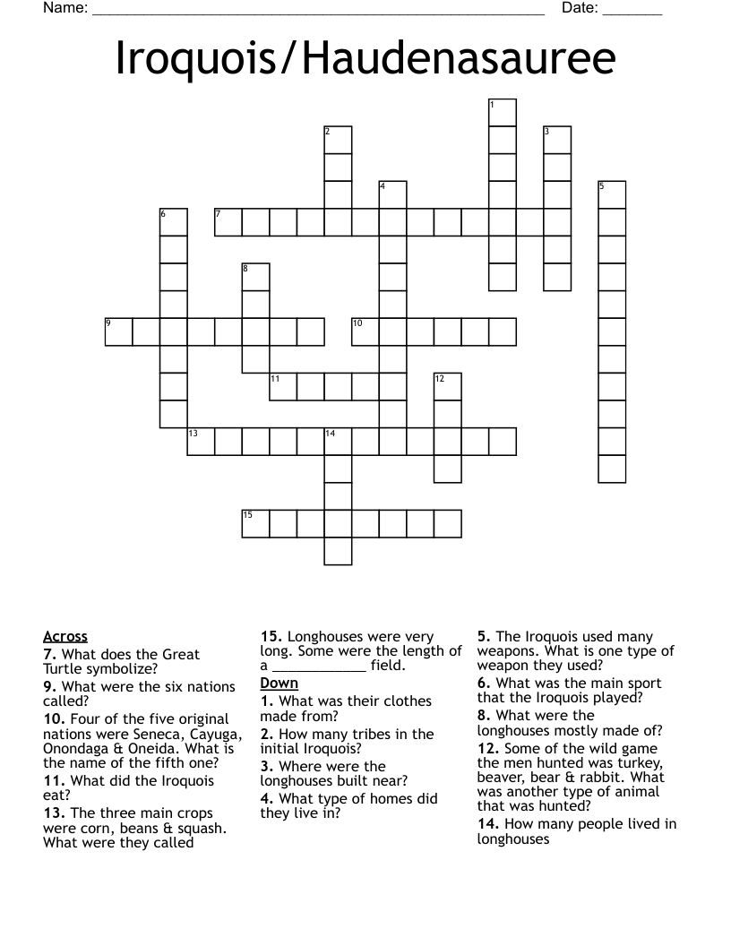 Iroquois/Haudenasauree  Crossword