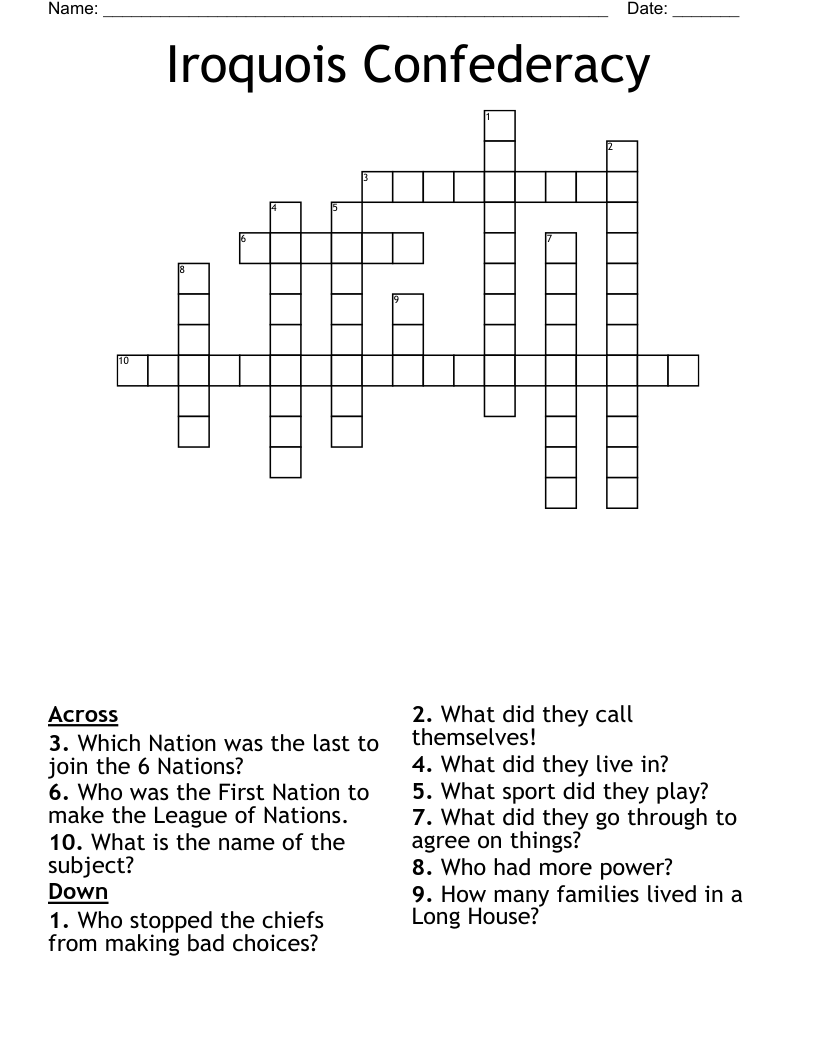 Iroquois Confederacy Crossword