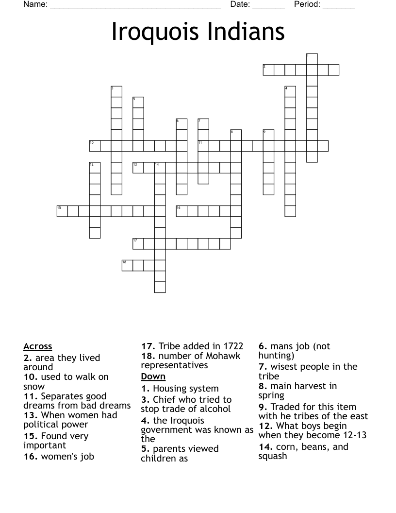 Iroquois Indians Crossword