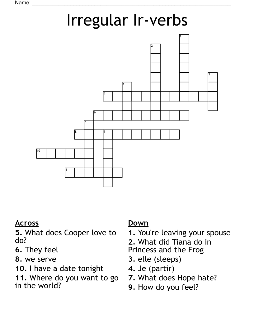 Irregular Ir-verbs Crossword