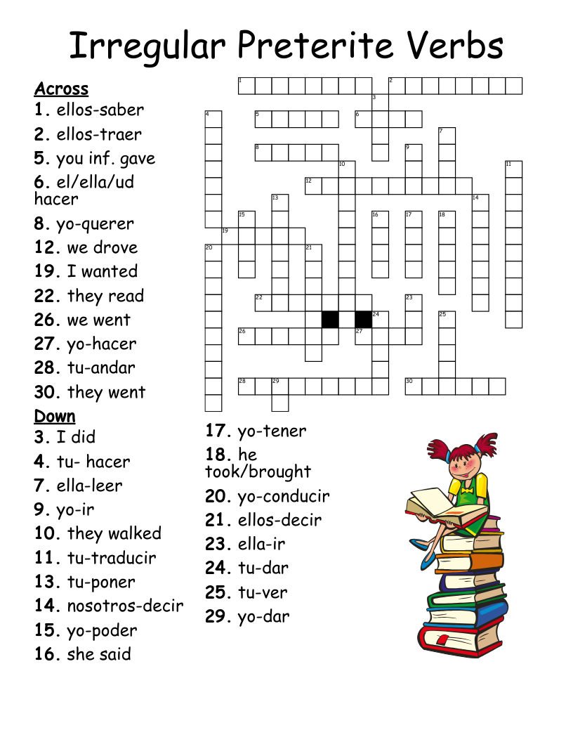 Irregular Preterite Verbs Crossword