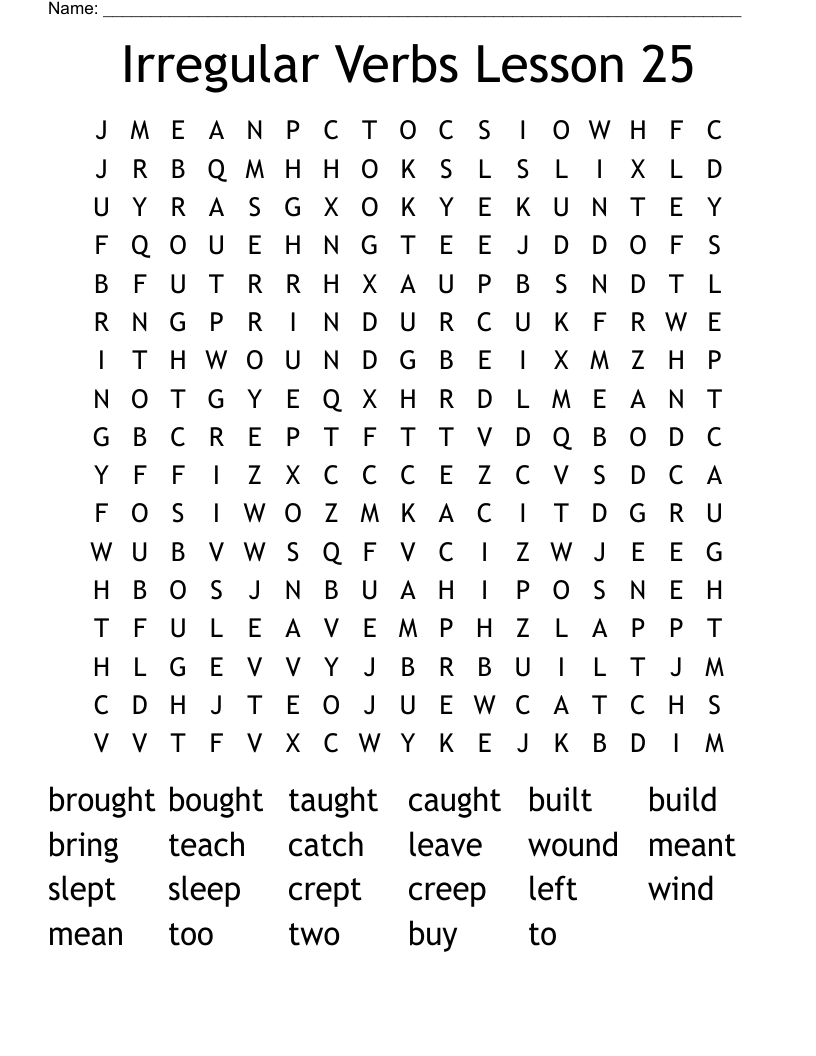 Irregular Verbs Lesson 25 Word Search