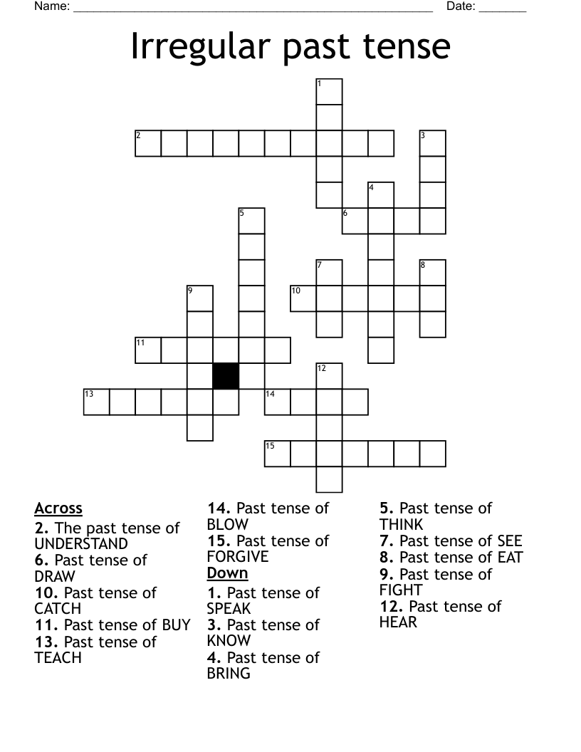 Irregular past tense Crossword